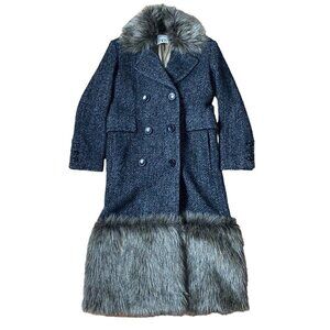 ZARA Studio Collection '21 Limited Edition Coat Faux Fur Herringbone Combination